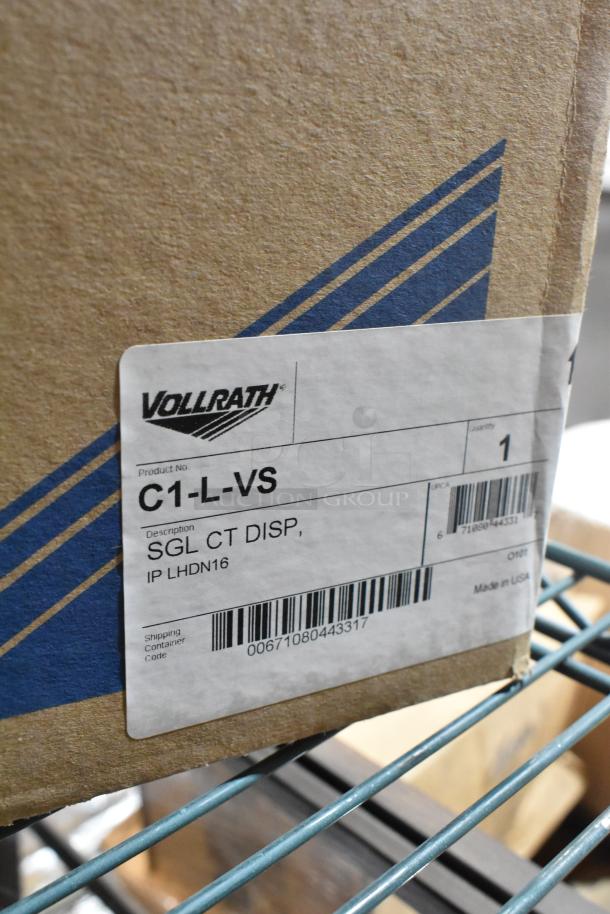 Box of 3 new Vollrath C1-L-VS LidSaver units, labeled “SGL CT DISP,” made in USA, barcode visible.