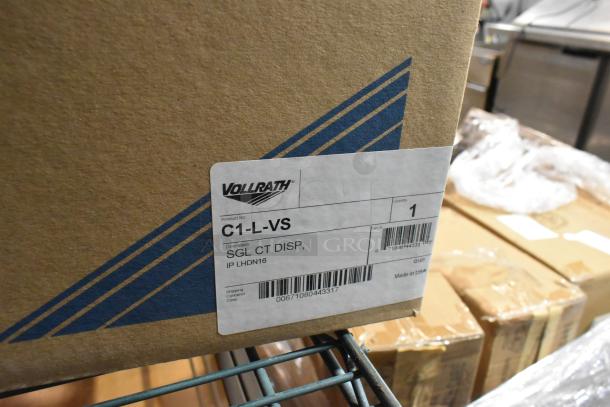 Box of Vollrath C1-L-VS LidSaver, brand new, showing label with product details including quantity and UPC code.
