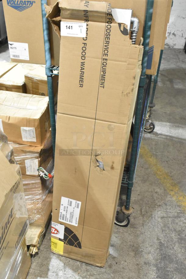 Brand new Hatco GRAHL-48 infrared food warmer in original packaging, 48" size, 120V, 1 Phase. Box slightly damaged.