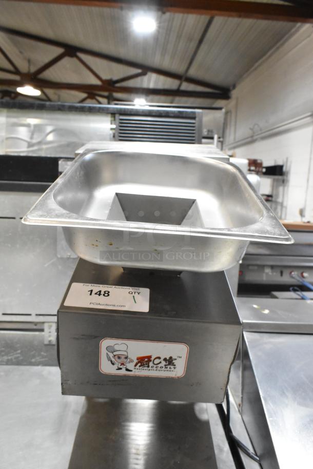 MS-02 Metal Commercial Meat Slicer, countertop model, 110V, 1 phase, visible label, used condition, auction item #148.