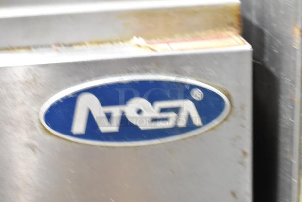 Atosa ATFS-40 fryer with stainless steel exterior, logo and minor wear visible. 90,000 BTU propane gas powered.