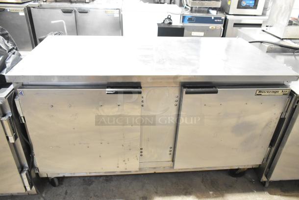 Beverage Air WTR60A stainless steel 2-door undercounter cooler on casters, 115 volts, 1 phase, commercial use.