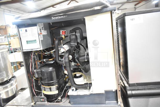 2017 Scotsman C0830SA-32D stainless steel ice machine head on BH800S-C bin, 208/230V, 1 phase, commercial use.