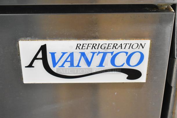 Avantco 178AWT48FHC stainless steel 2-door work top freezer, commercial casters, 115V, in good condition.