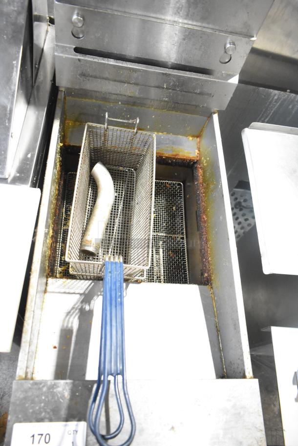 2018 Pitco Frialator SG14 deep fat fryer, stainless steel, natural gas, 110,000 BTU, with frying basket, used condition.