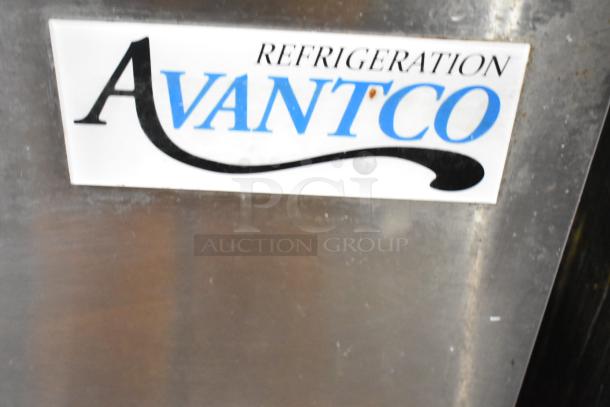 Avantco 178APT48HC stainless steel commercial sandwich prep table with visible brand label.