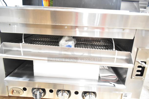BRAND NEW Cooking Performance Group S-36-SB-N stainless steel 34" natural gas infrared salamander broiler, 36,000 BTU, model 351S36SBN.
