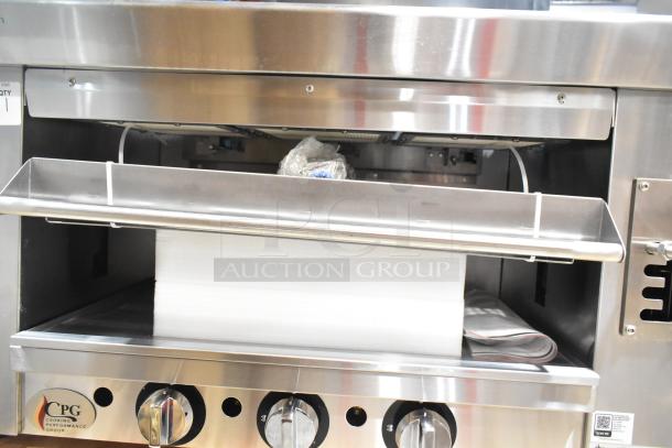 Stainless steel 34" natural gas infrared salamander broiler, model 351S36SBN. New with minor scratches. 36,000 BTU.