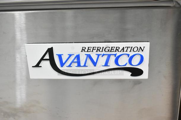 Brand new Avantco 178MC58HC stainless steel milk cooler, 115V, 1 phase. Scratch and dent condition, visible Avantco branding.
