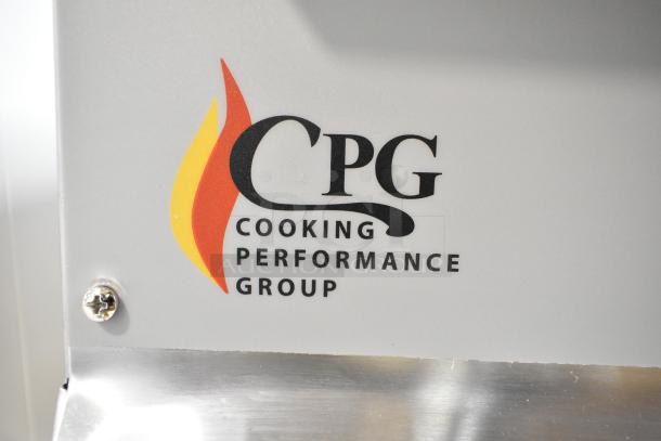 BRAND NEW Cooking Performance Group stainless steel commercial gas griddle, 6' flat top, thermostatic controls, scratch and dent condition.