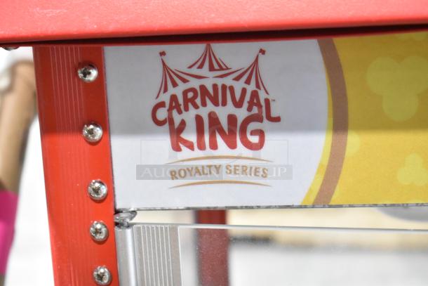 Carnival King Royalty Series popcorn machine, model 382PMW17R, features brand logo. New, 120V, 1 phase, scratch and dent.