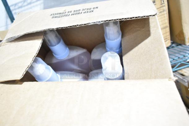 Box containing multiple bottles of Ecolab Foam Hand Sanitizer, unopened and new. Box marked "Keep from Freezing."