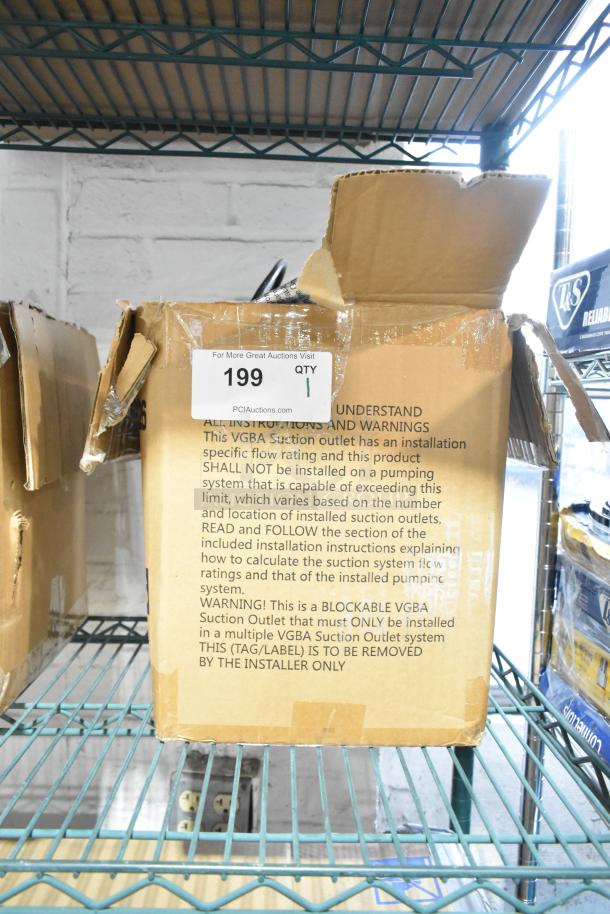 Brand new Flowclear 330 gal. filter pump in original box. Box has installation warnings, marked "199 QTY 1."