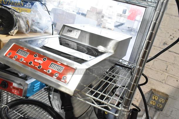 Brand new Avantco 177IC35SU stainless steel double countertop step-up induction range, scratch and dent, 208-240V, 1 phase.