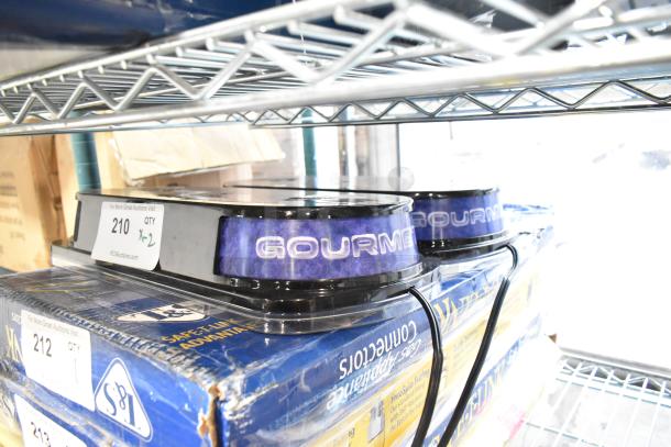 Set of 2 slushie hopper lids, NEW Scratch & Dent. "GOURMET" label. Auction tag indicates quantity of 2.