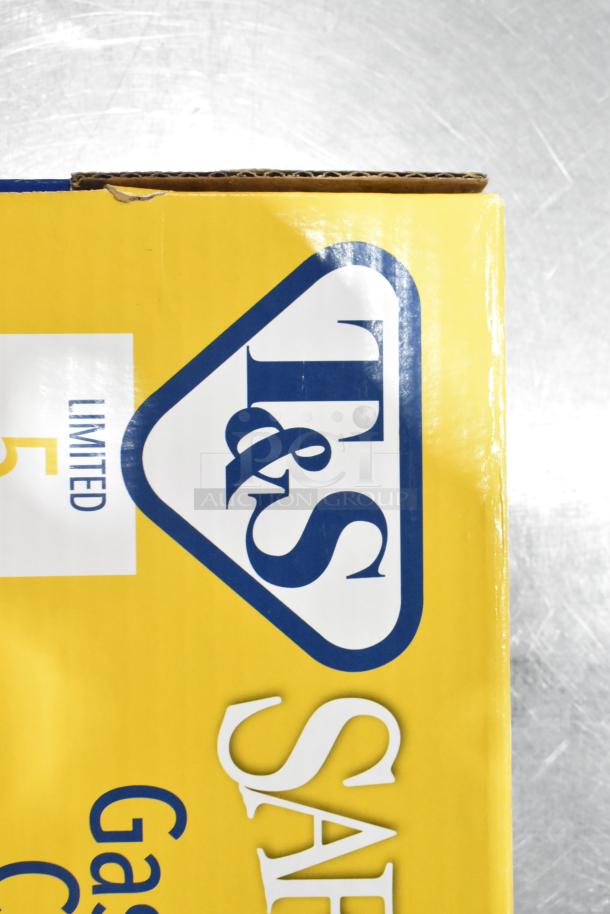 T&S HG-4D-48K Safe-T-Link 48" gas appliance hose, yellow coated steel, includes FreeSpin fitting and installation kit, new.