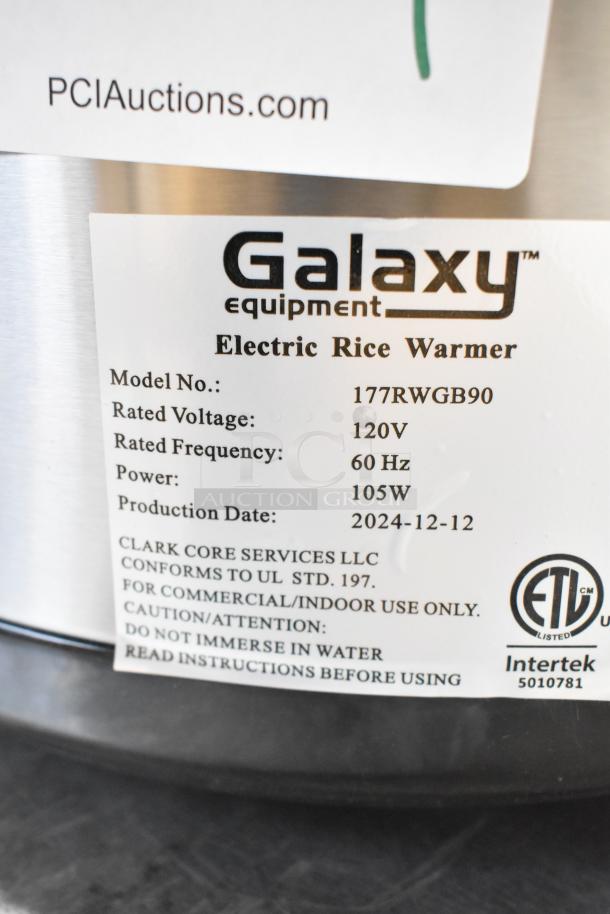 Brand new Galaxy 177RWGB90 90 Cup Electric Rice Warmer. 120V, 1 Phase. Production date: 2024-12-12. Scratch and dent condition.