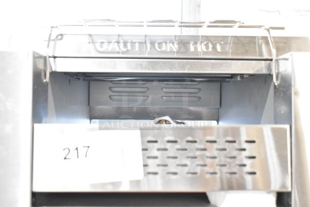 Brand new Avantco 184T3300D stainless steel commercial conveyor toaster with 3" opening, 800 slices/hour, 240V.