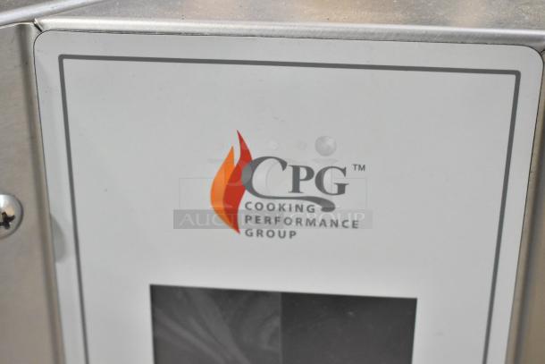 Brand new Cooking Performance Group CPG 351ICOED stainless steel commercial countertop electric conveyor pizza oven, no belt, 240V, 1 phase.