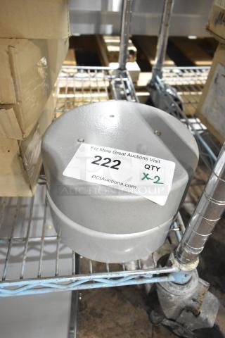 Brand new Avantco 177HLWBSS silver weighted base for HL/HLD lamps. Scratch and dent condition, qty of 2. Tag indicates auction info.