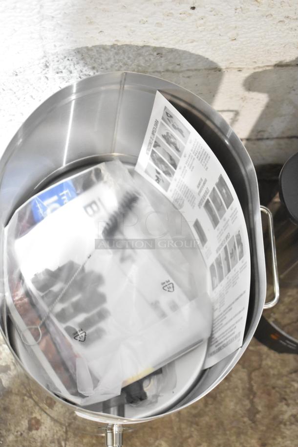 Galaxy 100 Cup Coffee Urn and Bunn Beverage Holder, both brand new. Includes documentation and packaging inside a stainless steel urn.