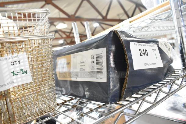 Brand new Waterloo 750FMS8 wall-mounted mop sink faucet, 8" centers, slight scratch and dent, original packaging with labels.