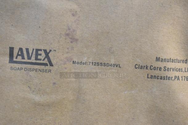 Lavex 712SSSD40VL 40 fl. oz. stainless steel soap dispenser label, new condition from Clark Core Services, Lancaster, PA.