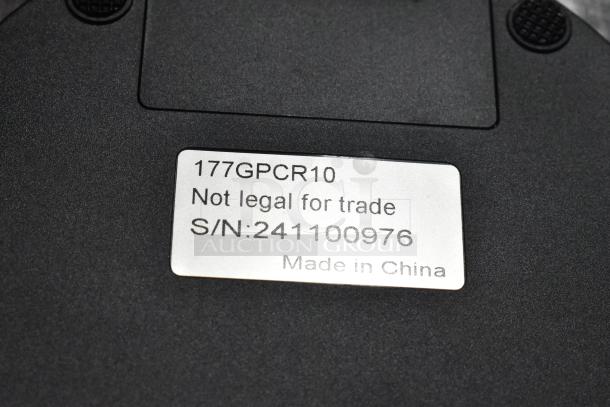 3 brand new items, featuring a Galaxy 177GPCR10, 10 lb digital portion control scale. "Not legal for trade" label visible.
