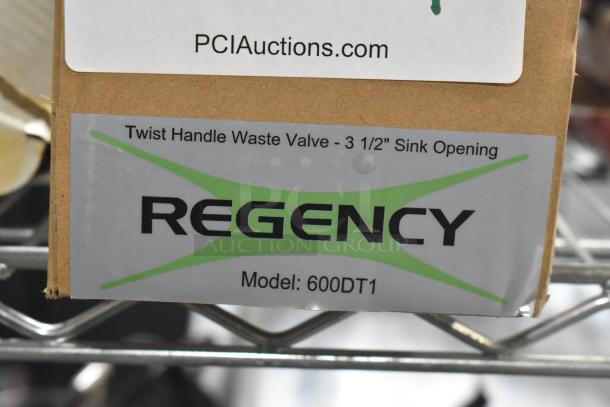 Regency 600DT1 Twist Handle Waste Valve, new, for 3 1/2" sink openings, labeled with model and brand.