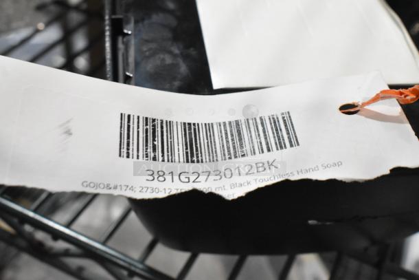 GOJO® 2730-12 TFX 1200 mL Touchless Hand Soap Dispenser label with barcode and model number visible.