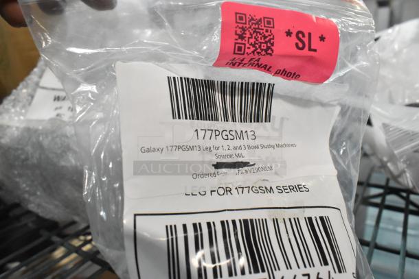 Galaxy 177PGSM13 leg for 1, 2, and 3 bowl slushy machines, new in packaging with barcode and product label visible.