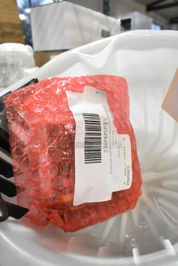 Red bubble-wrapped Estella Caffe 236PMSP3 Circuit Board for ECMSA08, with visible barcode and label details.