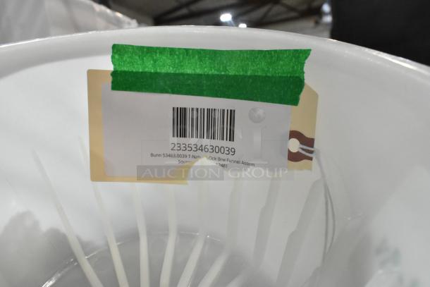 Bunn 53463.0039 T-Natural Quick Brew Funnel Assembly, barcode visible, new condition with green tape.