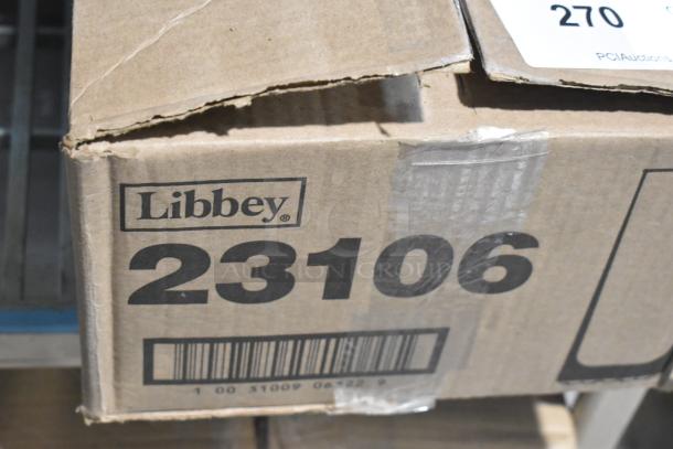 Box of 35 Libbey 23106 Nob Hill 10.5 oz customizable tall highball glasses, brand new with minor scratches and dents on packaging.