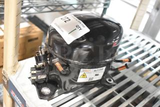 Brand new Cubigel NUT70NR compressor with minor scratches. Compatible with multiple Avantco series. Model details visible.