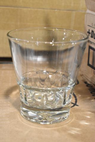 Brand new Libbey 15970 Gallery 11.5 oz. stackable rocks glass, clear glassware, customizable, 12 per case, slight cosmetic flaws.