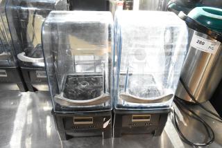 2 VitaMix VM0145 metal countertop blenders with sound enclosures, 120 volts, 1 phase, excellent condition, duo set.