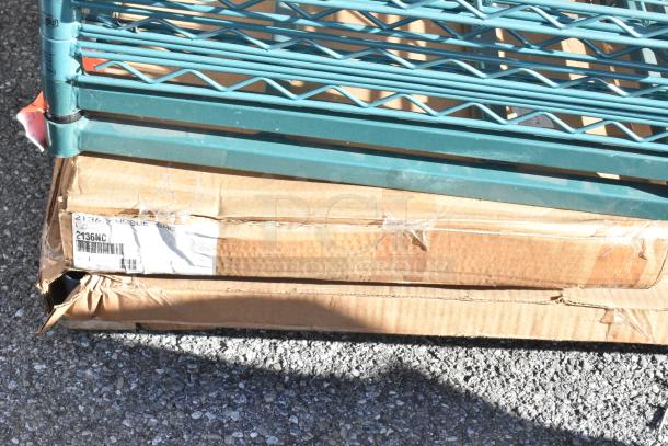 15 brand new items, including boxed John Boos PB-SS-208 portable soak sink. Includes wire shelves and Metro poles.