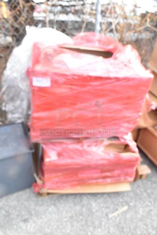 3 brand new Manitowoc JCT1200 ice machine condensers. Vertical discharge, remote, 208/230V. Items wrapped in red plastic.
