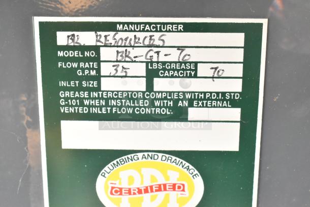 BRAND NEW BK Resources BK-GT-10 Grease Trap, 35 GPM, 70 lbs capacity, PDI certified, scratch and dent condition.