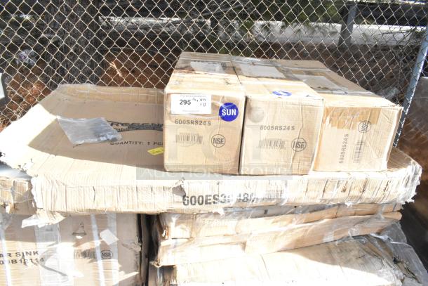 Brand new scratch and dent items including Speed Rail, Dump Sink, Shelf in damaged boxes. NSF certified, Model 600SRS24S.