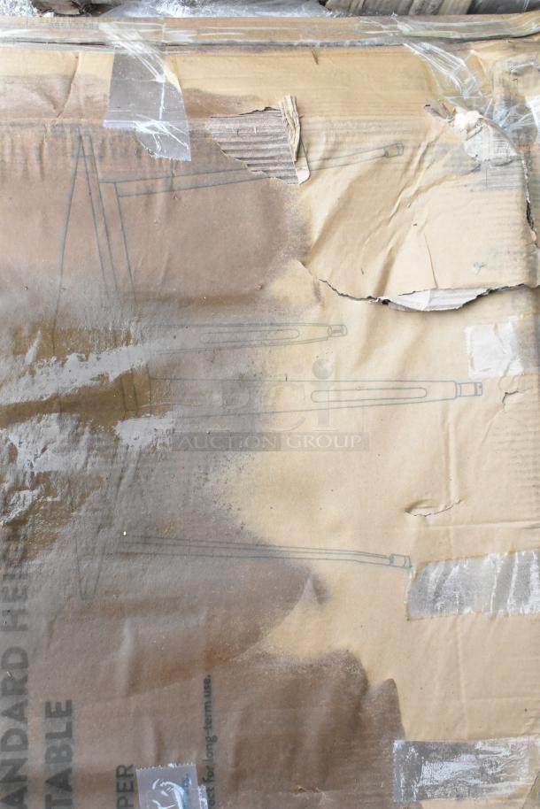 Cardboard packaging with visible wear containing a scratch and dent item set, includes Speed Rail, Dump Sink, and Shelf.