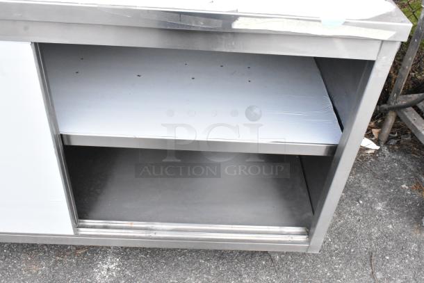 BRAND NEW Steelton 522EBT3060D 30"x60" stainless steel work table with scratches, dents, undershelf, and doors in 430 steel.