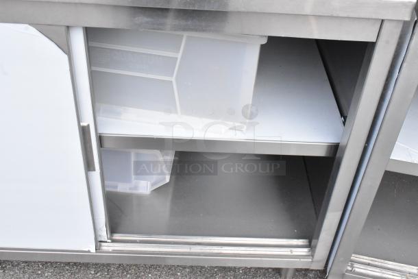 Brand new, scratch and dent Steelton 522EBT3048D stainless steel work table, 30"x48", 18 gauge 430, with undershelf and doors.