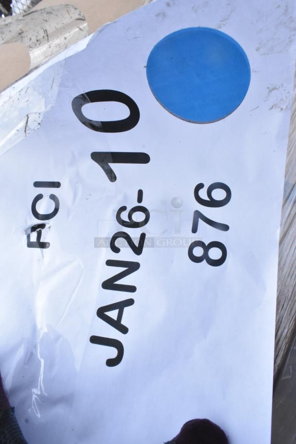 Pallet of scratch and dent 1-gallon translucent HDPE milk jugs with handles, brand new, marked "JAN26-10" and "876."