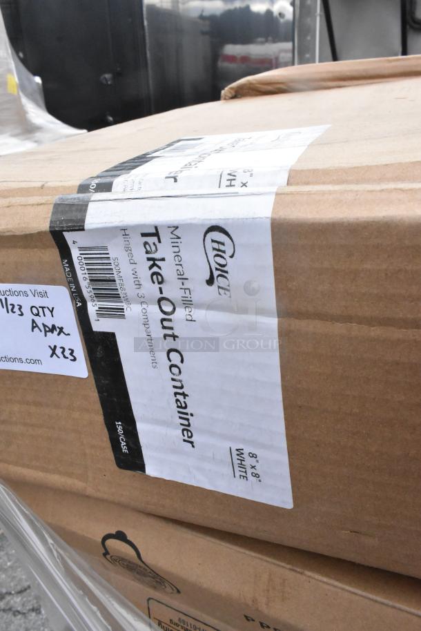 Box of Choice Mineral-Filled Take-Out Containers, 8x8, 150/case label visible, new condition, Quantity 23.