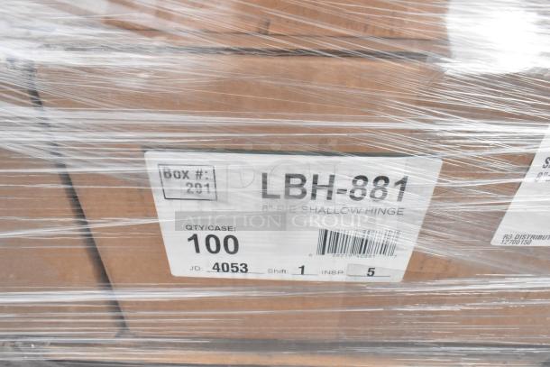 Box labeled "LBH-881" containing 8" Shallow Pie Containers, QTY/CASE: 100, wrapped in plastic.