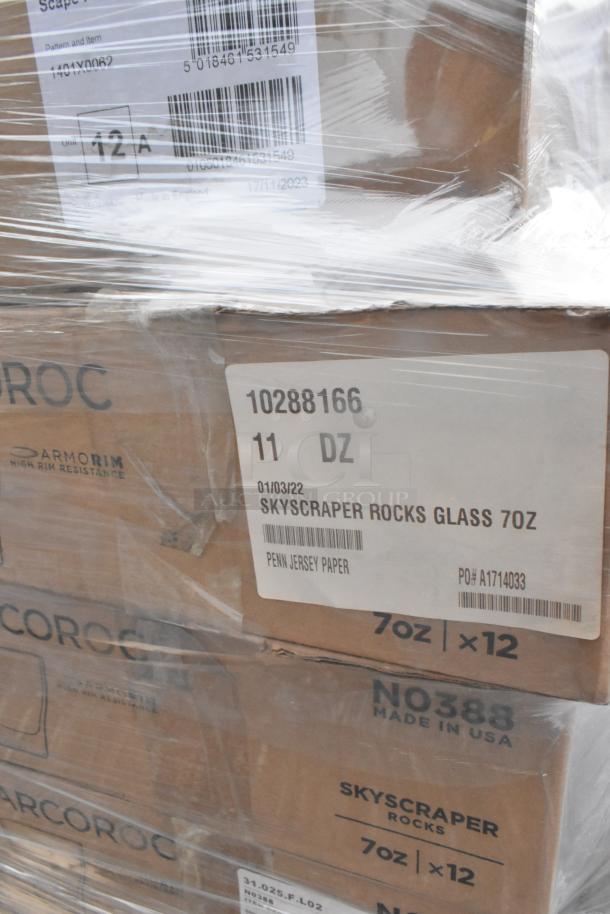 62 items including Steelite plates, Lucia spoons, pie containers, Arcoroc Skyscraper glasses. New, scratch and dent.