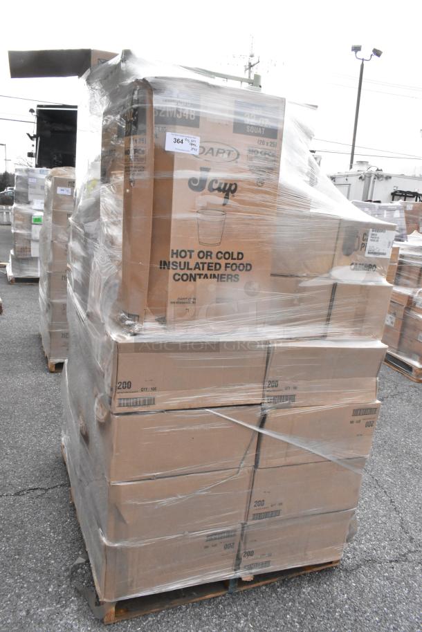 Pallet of assorted brand new scratch and dent items, including Vollrath racks, Prince Castle timers, Dart cups, in original boxes.