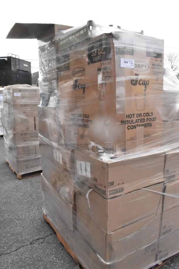 Pallet of brand new scratch and dent items, including Vollrath racks, bowls, pitchers, a Prince Castle timer, and Dart cups.